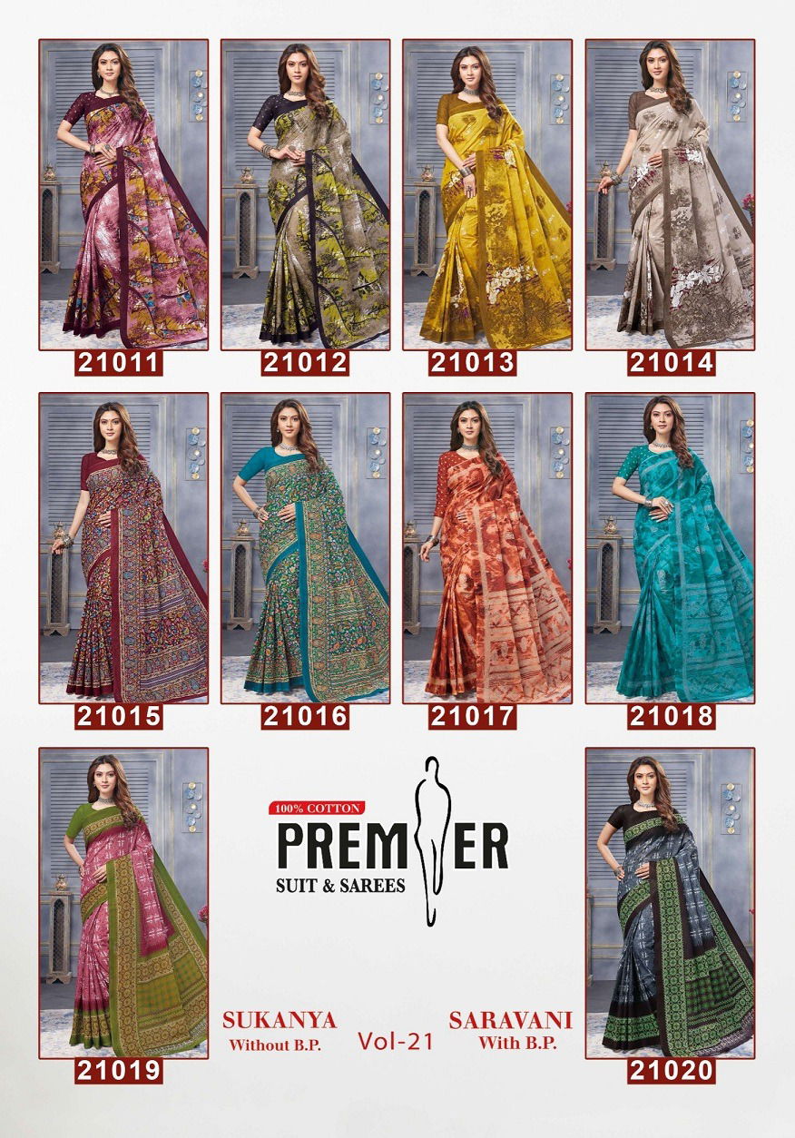 Saravani Vol 21 By Premier Cotton Printed Sarees Wholesale Shop In Surat